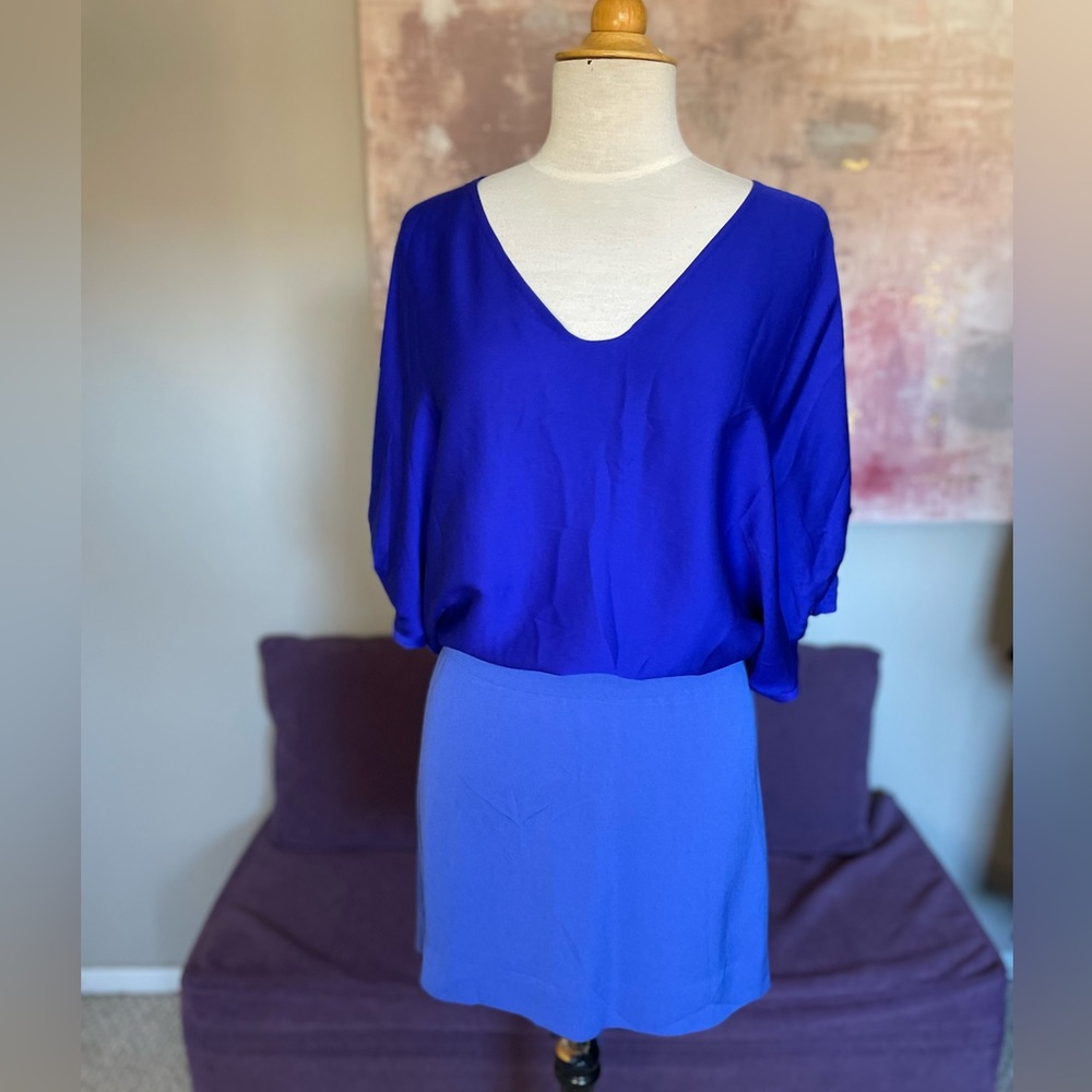 Diane von Furstenberg Edna Mini Dress Bluejay/Periwinkle w/Tie Waist size 2